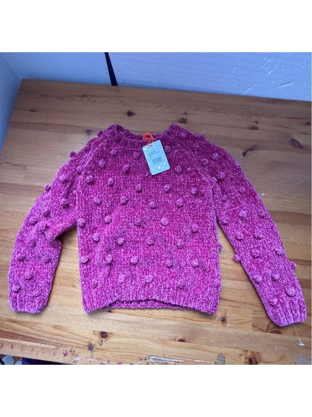 Egg collective hot pink long sleeve polyester sweater size XL(8/10) nwt